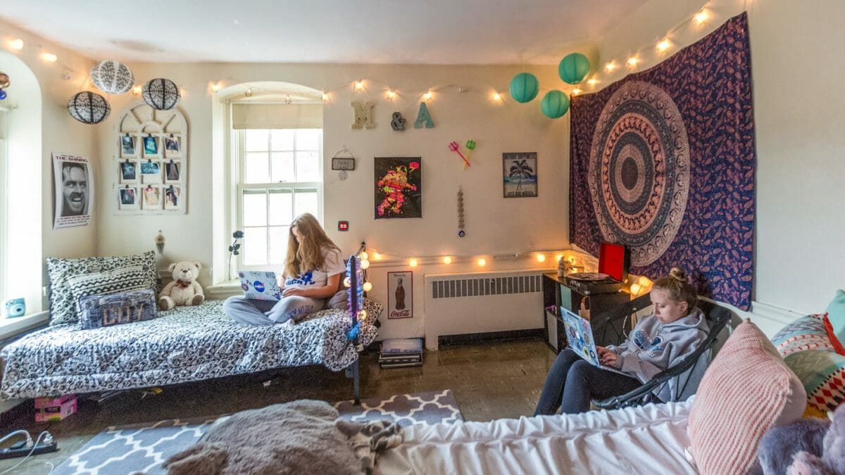 Girls reading in dorm